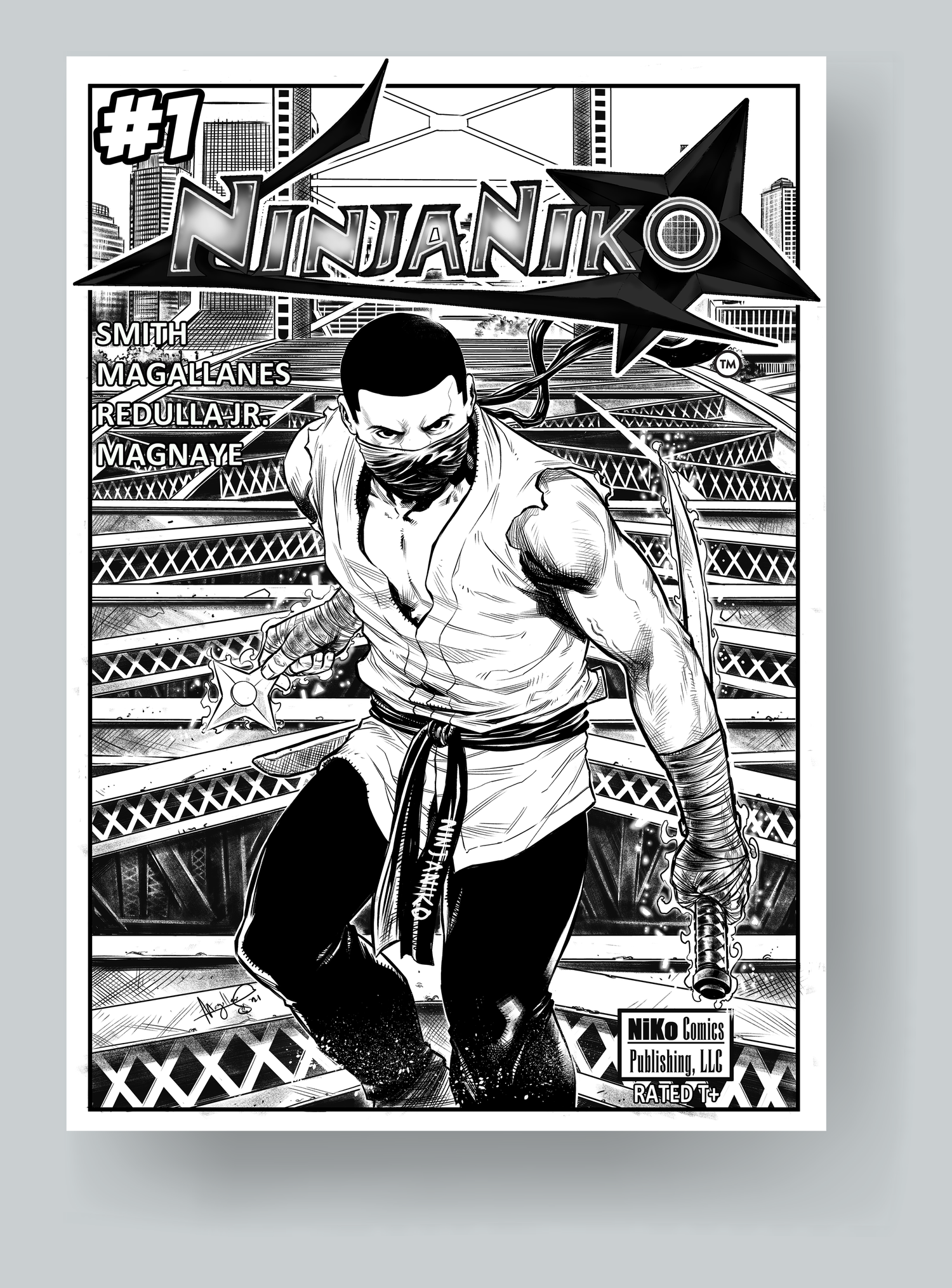 NinjaNiko #1 - Main (Black & White) — Ninja Niko